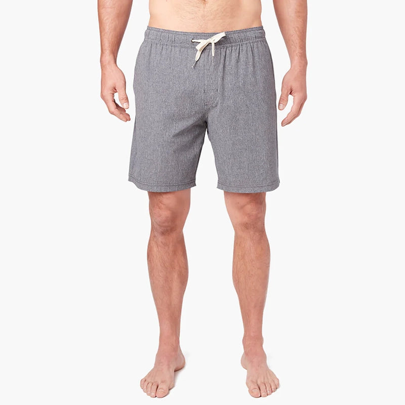 Model Wearing Fair Harbor One Short in Grey, front  view