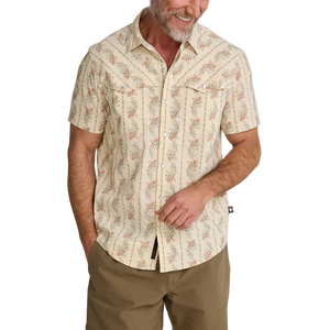 Howler Brothers Open Country Tech Shirt Grampas Curtains mens pearl snap performance shirt front view