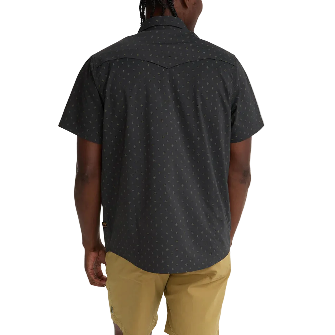 Howler Brothers Open Country Tech Shirt Supernovas Antique Black back view mens short sleeve western shirt