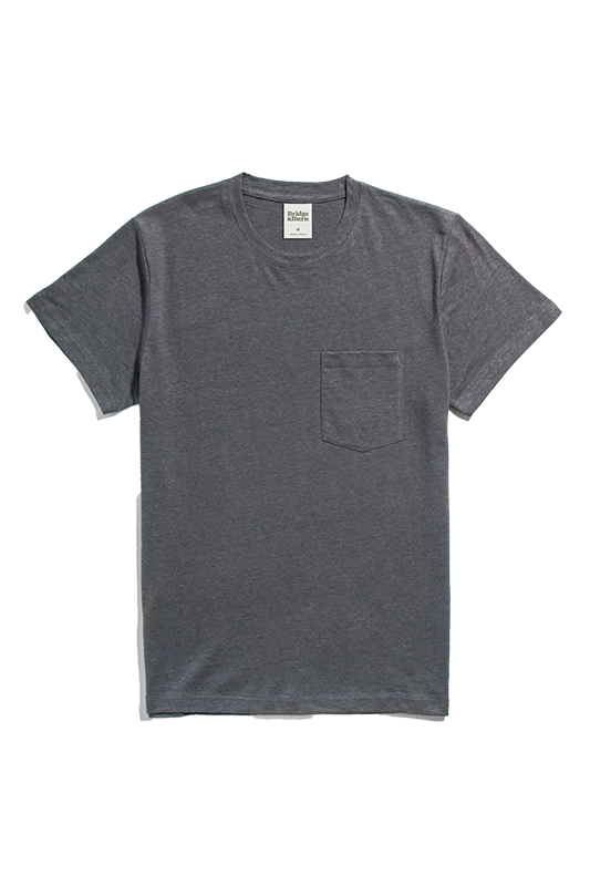 Bridge & Burn Organic Hemp T-shirt in Slate Grey, flat lay view