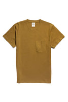 Bridge & Burn Organic Hemp Pocket Tee in Ochre Color, flat lay view