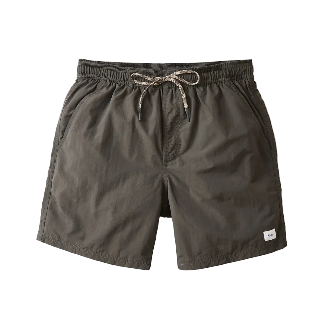 Poolside Volley Black Wash swim short flat lay – 100% nylon with mesh liner and drawcord – The Simple Man