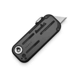The James Brand Palmer Clear utility blade in translucent charcoal recycled PCTG