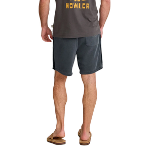 Howler Brothers Palmetto Chill Shorts Washed Navy – back view showing contrast pocket piecing and embroidery detail, men's relaxed fit shorts