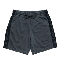 Howler Brothers Palmetto Chill Shorts Washed Navy flat lay – men's cotton blend French terry shorts with contrast side panels and drawcord waist