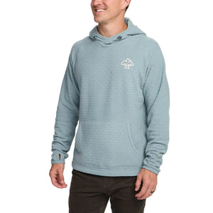 Front view of Palo Duro fleece hoodie with kangaroo pocket and chest logo