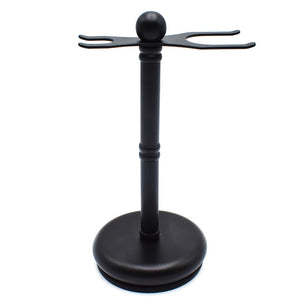 Matte black Parker Deluxe 2-prong razor and brush stand with weighted base from The Simple Man