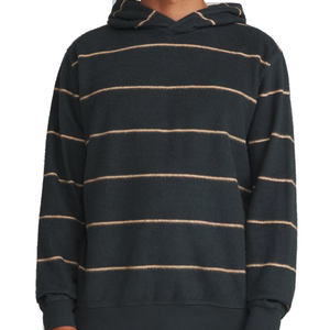 Man wearing the Parks Hood in Black Wash, front view with jeans