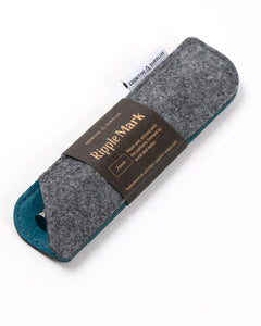 Ripple Mark Pen in gray felt case with label – metal rollerball pen available at The Simple Man Omaha