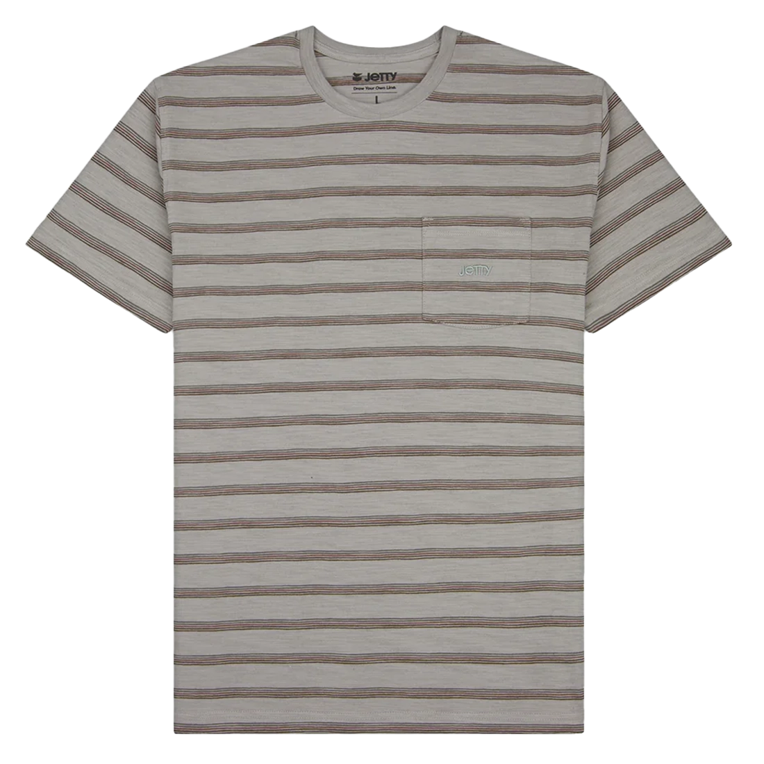 Pehala brown heavyweight slub cotton men’s t-shirt with pocket embroidery and heritage stripe detail