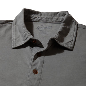 Grayers Pima Cotton Long Sleeve Polo in Moon color, Flat lay close up view