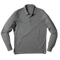 Grayers Pima Cotton Long Sleeve Polo in Moon color, Flat lay view