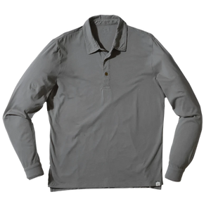 Grayers Pima Cotton Long Sleeve Polo in Moon color, Flat lay view