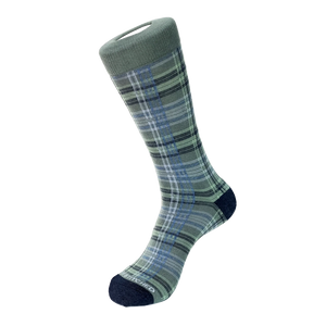 Unsimply Stitched Plaid Stripe Sock in Teal Multi, flat lay view of plaid pattern