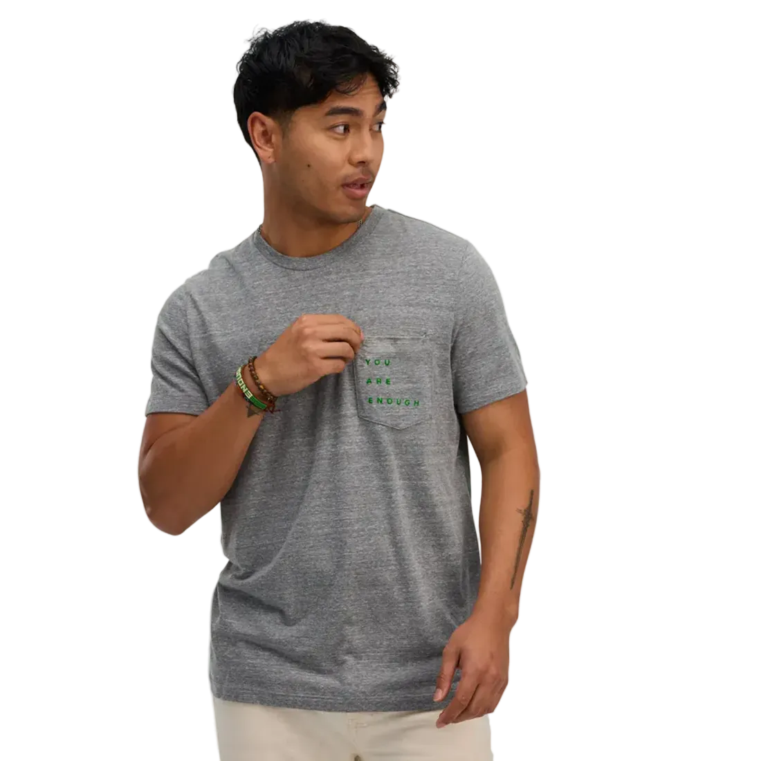Pocket Mantra Tee -- Heather Gray