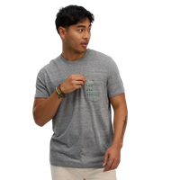 We Are Enough Pocket Mantra Tee in Heather Gray front view showing You Are Enough chest pocket embroidery
