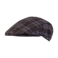 Wigens wool & Silk Pub Cap In Brown/Blue plaid