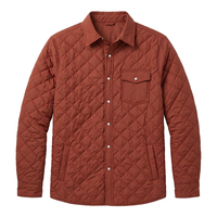 Quilted Shacket in Firewood flat lay front view showing snap closures and chest pocket - The Simple Man