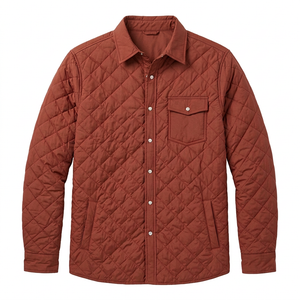 Quilted Shacket in Firewood flat lay front view showing snap closures and chest pocket - The Simple Man