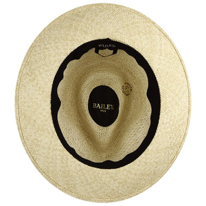 Bailey Racer Panama Hat Natural – interior view showing Bailey 1922 sweatband and Brisa brim construction on men's genuine Panama hat