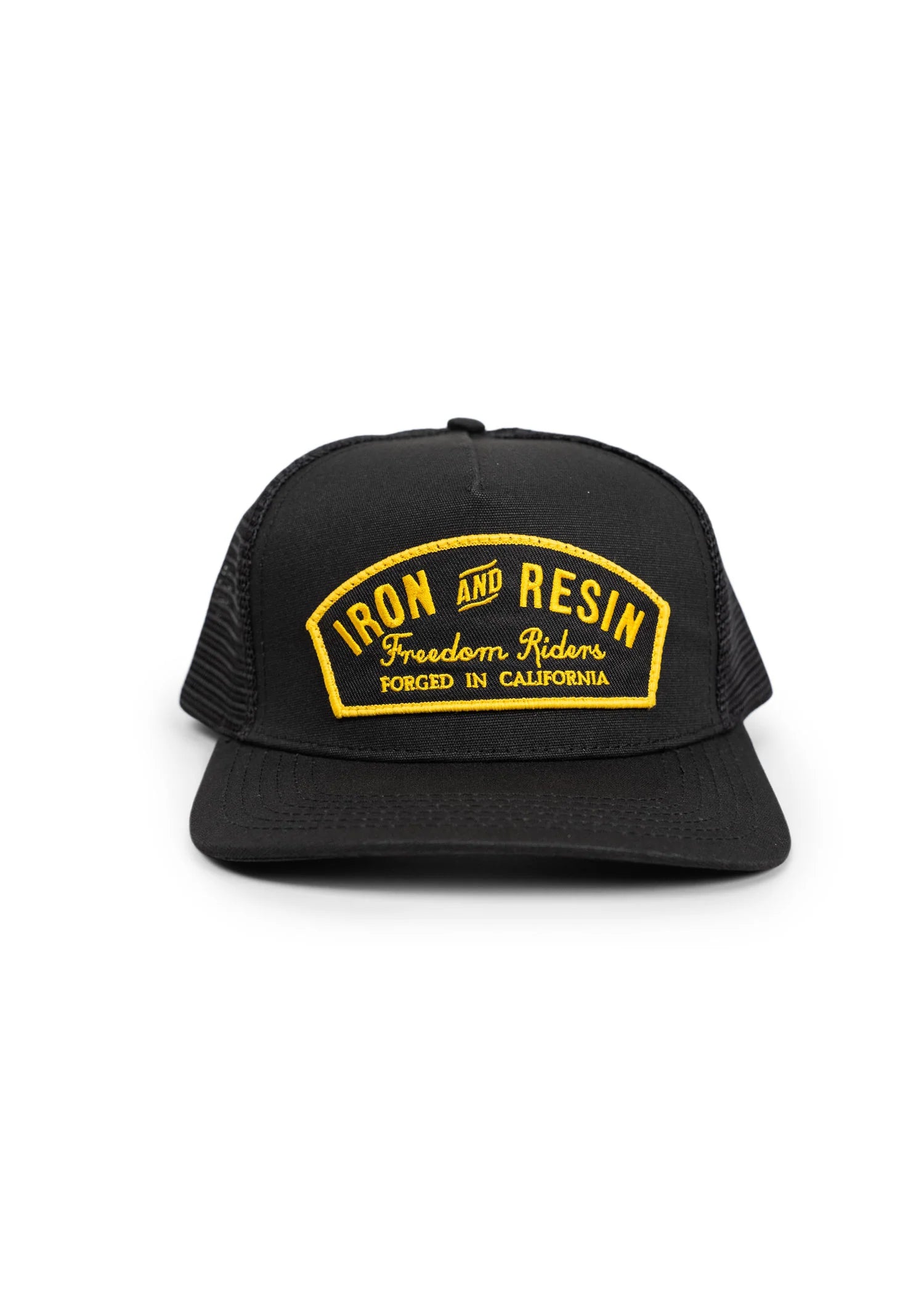 Black Iron and Resin snapback hat with embroidered Freedom Riders patch on front
