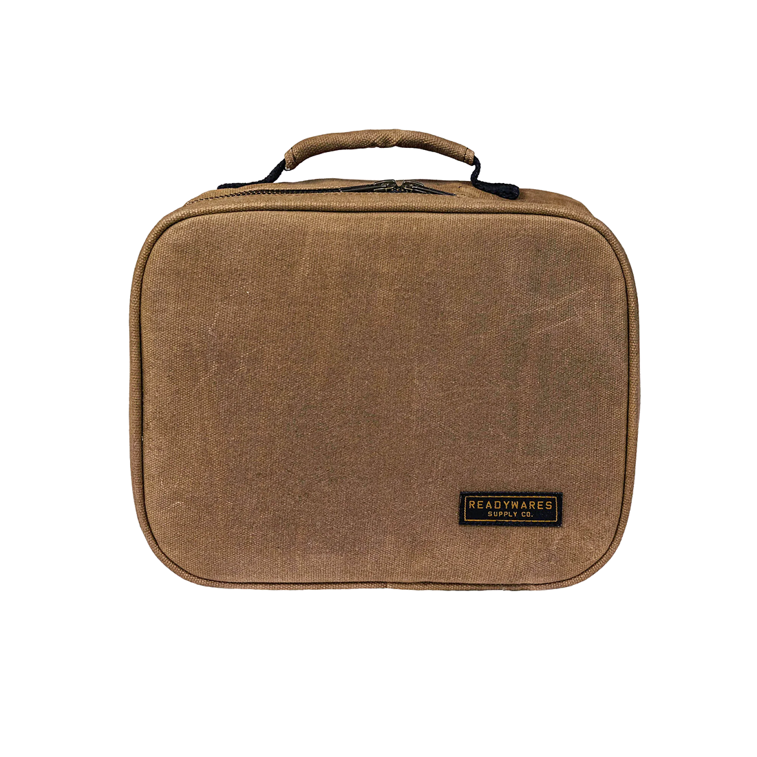 Readywares Waxed Canvas Lunch Box, front view showing Readywares Supply Co. branded patch