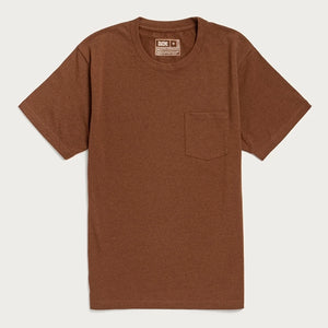Bridge and Burn Recycled Pocket Tee bronze flat lay – 60% recycled cotton 40% recycled polyester midweight men's t-shirt white background