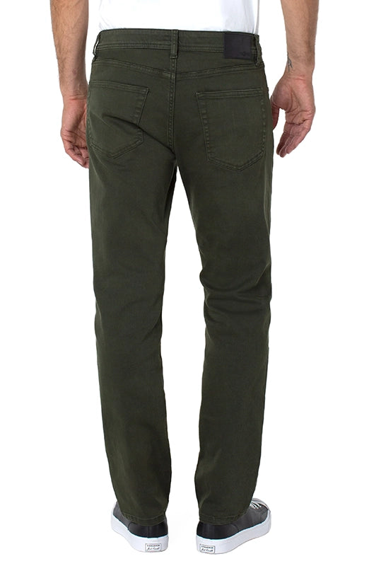 Back view of Regent Relaxed Straight Olive Twill Denim | relaxed fit men's pants in olive green at The Simple Man