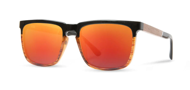 Camp Ridge Sunglasses in Black/Tortoise/Walnut frames, with HD+ Solar Flash polarized lenses, Front angled view