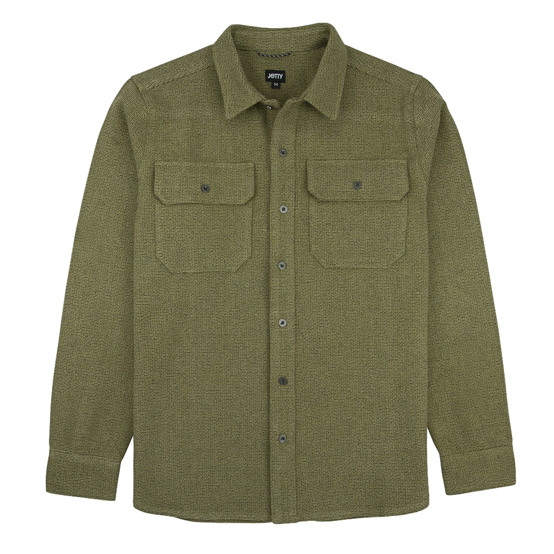 Man wearing Ridge Tweed Shirt in Olive carrying a canoe by a lake, smiling outdoors near a classic truck - The Simple Man