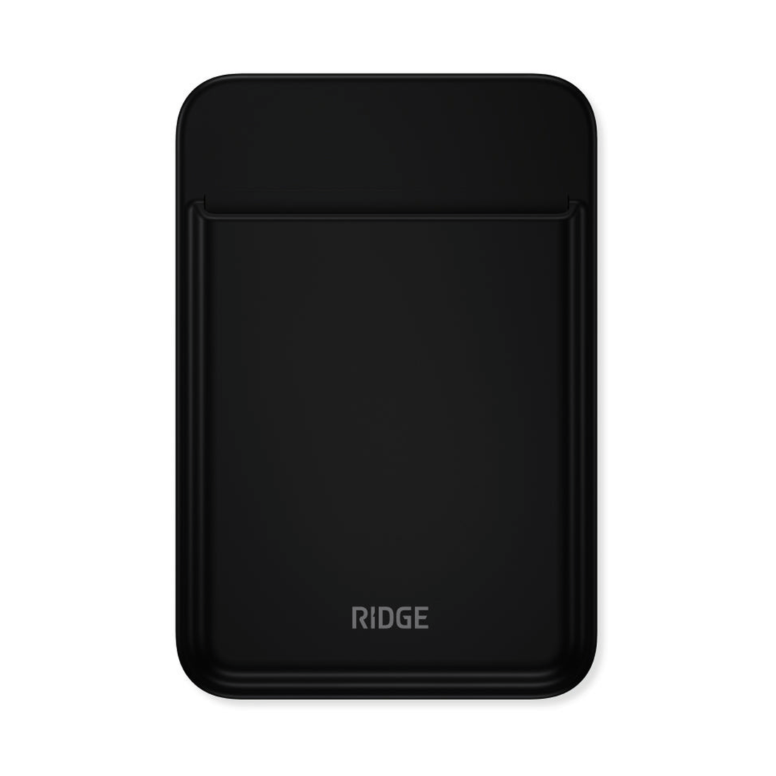 Matte Black MagSafe cardholder, front view with open card pocket
