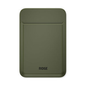 Matte Olive MagSafe cardholder, front view with open card pocket