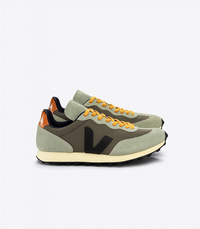 Veja Rio Branco Casual Shoe in Kaki/Black color, side view
