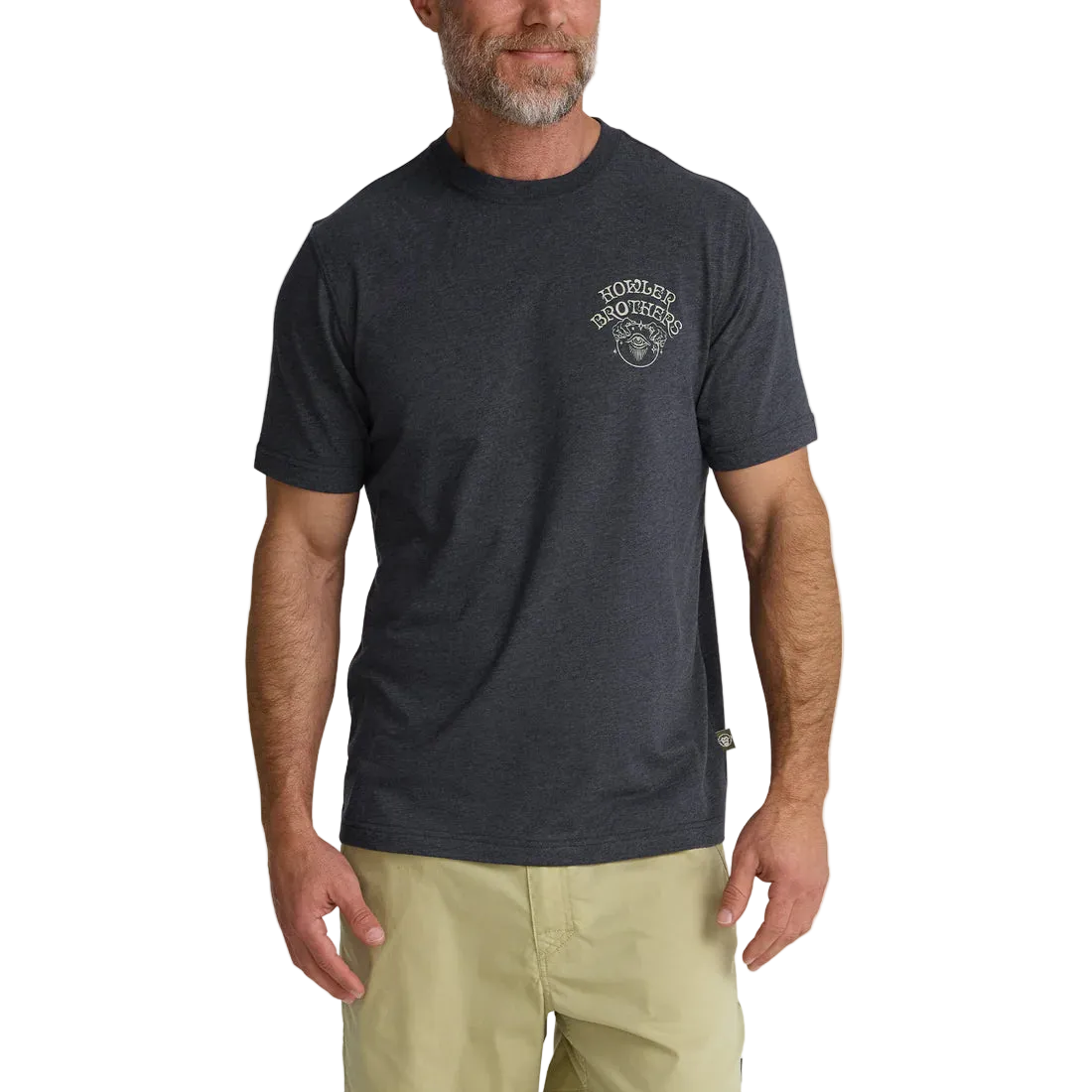 Howler Brothers River Wizard T-Shirt Navy Heather front view mens lightweight cotton blend t-shirt