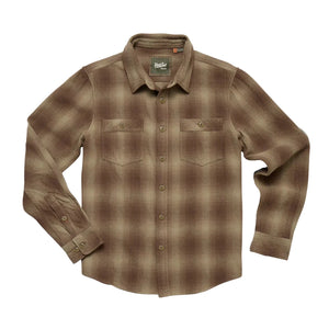 Full flat lay of Rodanthe Blanket Flannel in Aloe – long sleeve plaid flannel shirt-jacket made from heavyweight cotton