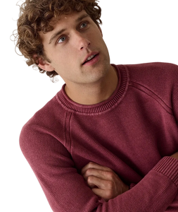 Cabernet roll neck sweater, ribbed collar and knit texture detail view - The Simple Man