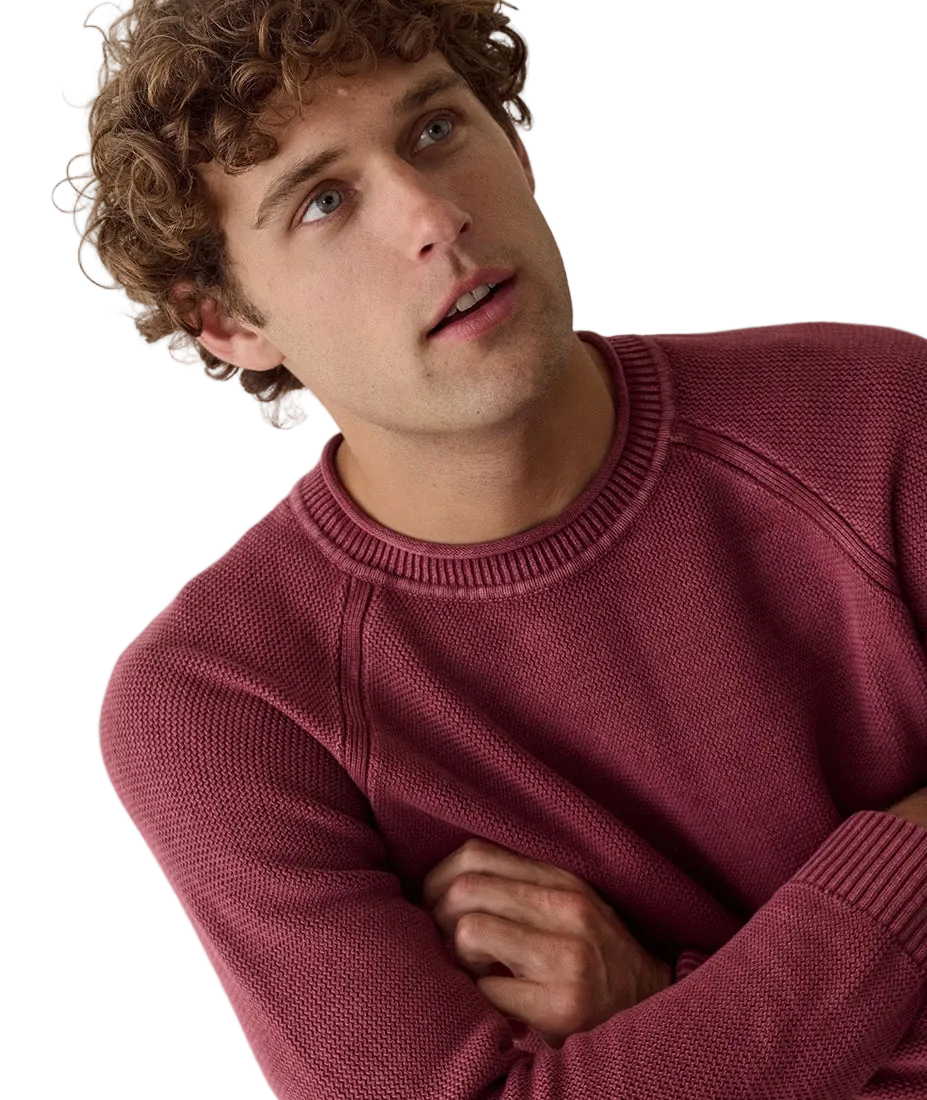 Cabernet roll neck sweater, ribbed collar and knit texture detail view - The Simple Man