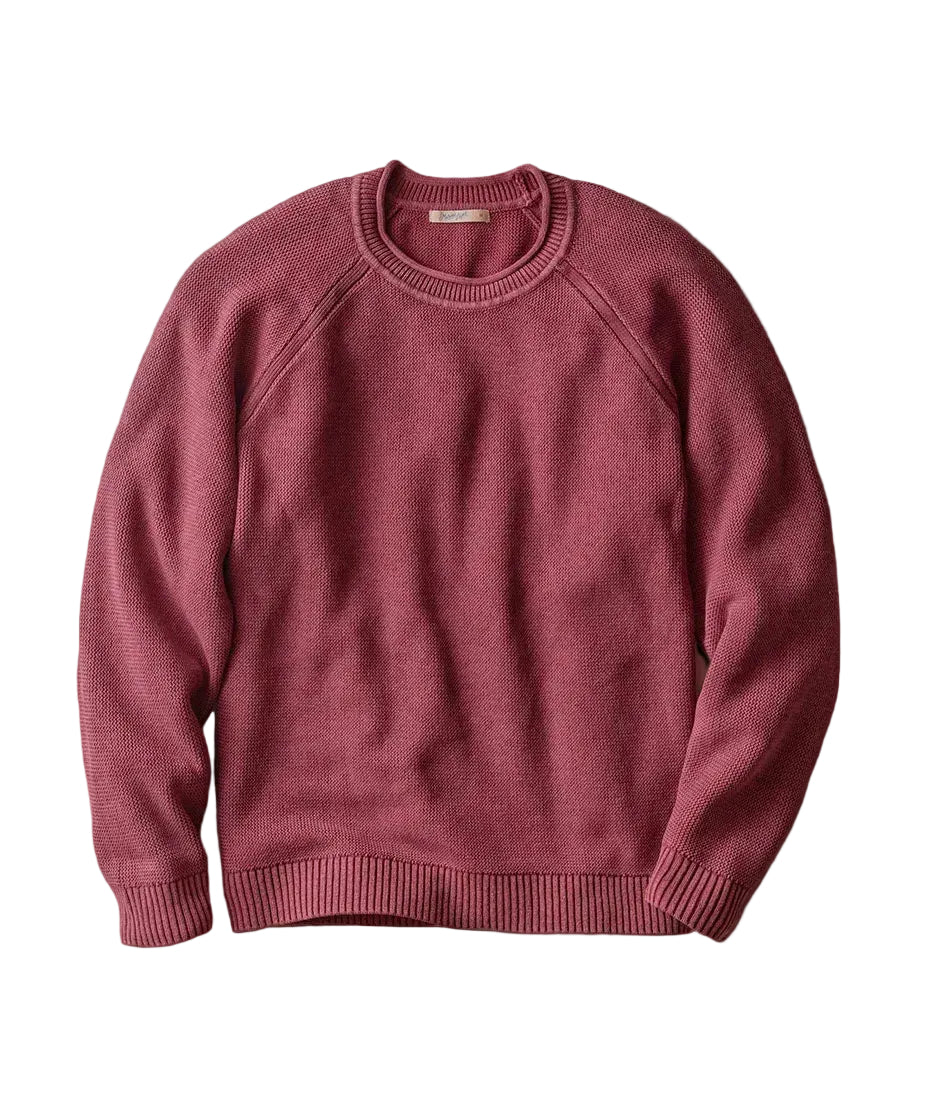Cabernet garment-dyed cotton roll neck sweater, flat lay view - The Simple Man