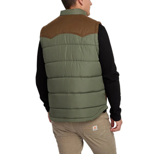 Howler Brothers Rounder Vest Oregano/Cocoa – Rear view of insulated western-style back yoke – The Simple Man”
