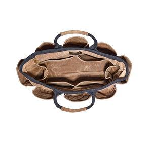 Readywares Supply Bag top-down view showing interior — waxed canvas tool tote interior pockets and supported base