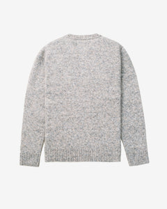 Cloud Grey tri-blend henley sweater with rib-knit cuffs and waistband, back view - The Simple Man