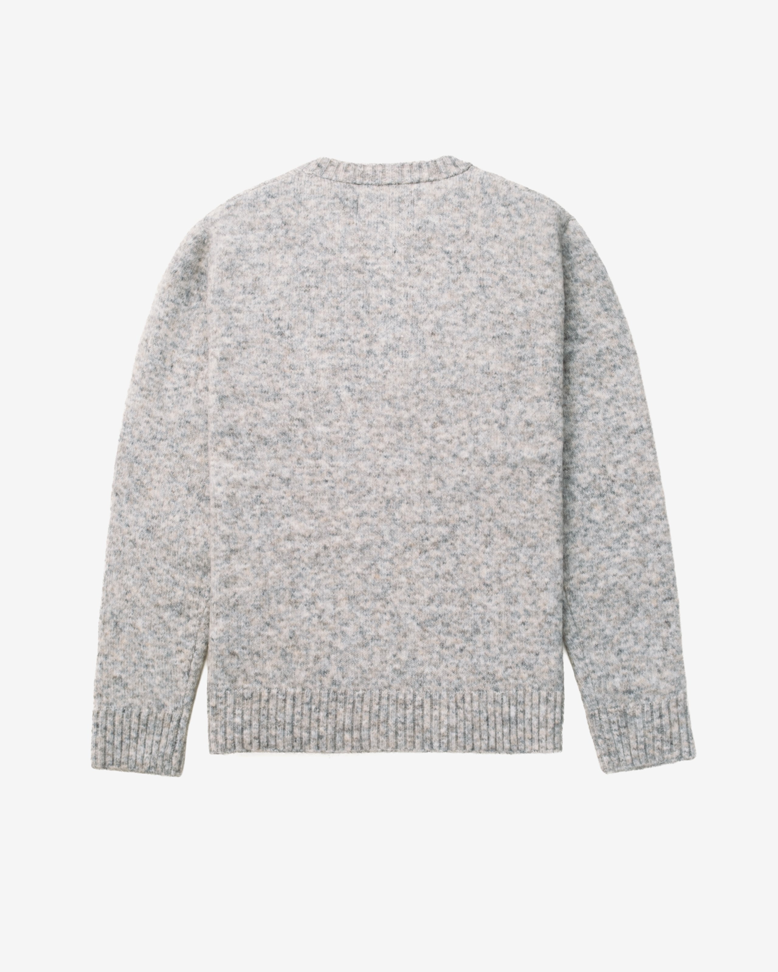 Cloud Grey tri-blend henley sweater with rib-knit cuffs and waistband, back view - The Simple Man