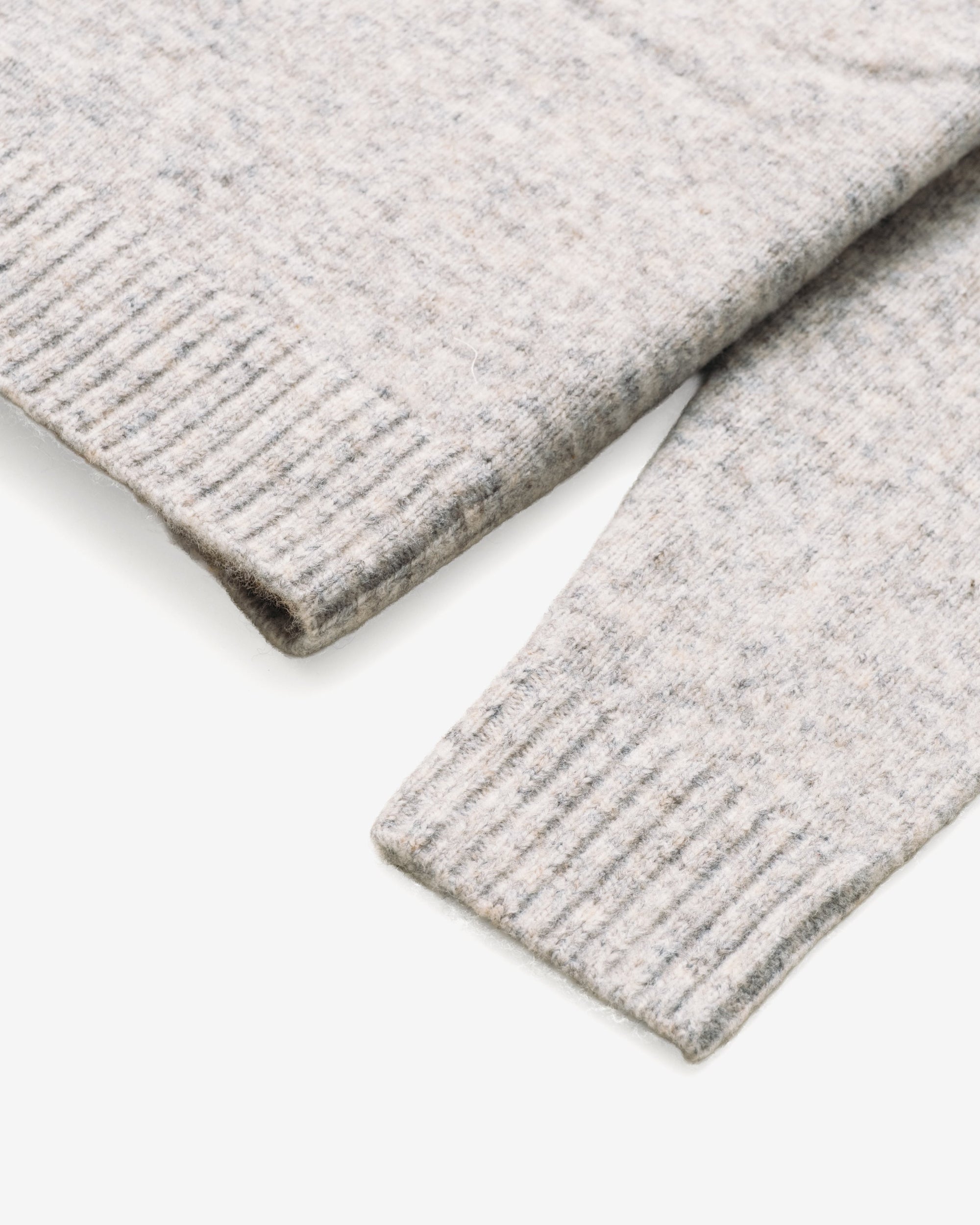 Close-up of the rib-knit cuff on the Cloud Grey tri-blend henley sweater - The Simple Man