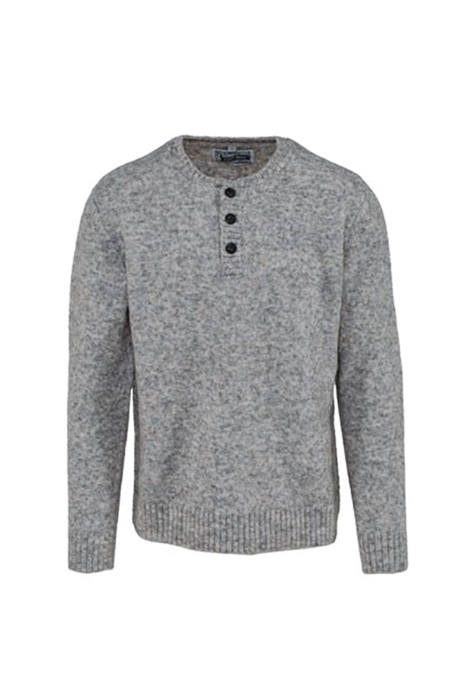 Men’s Tri-Blend Henley Sweater in light gray with 3-button placket, rib-knit cuffs, and waistband — The Simple Man