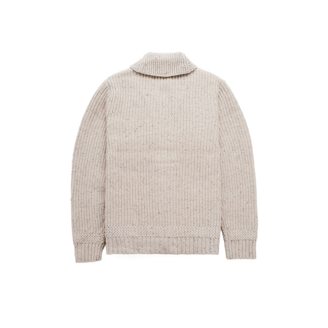 Off white wool blend Donegal cardigan, back view - The Simple Man
