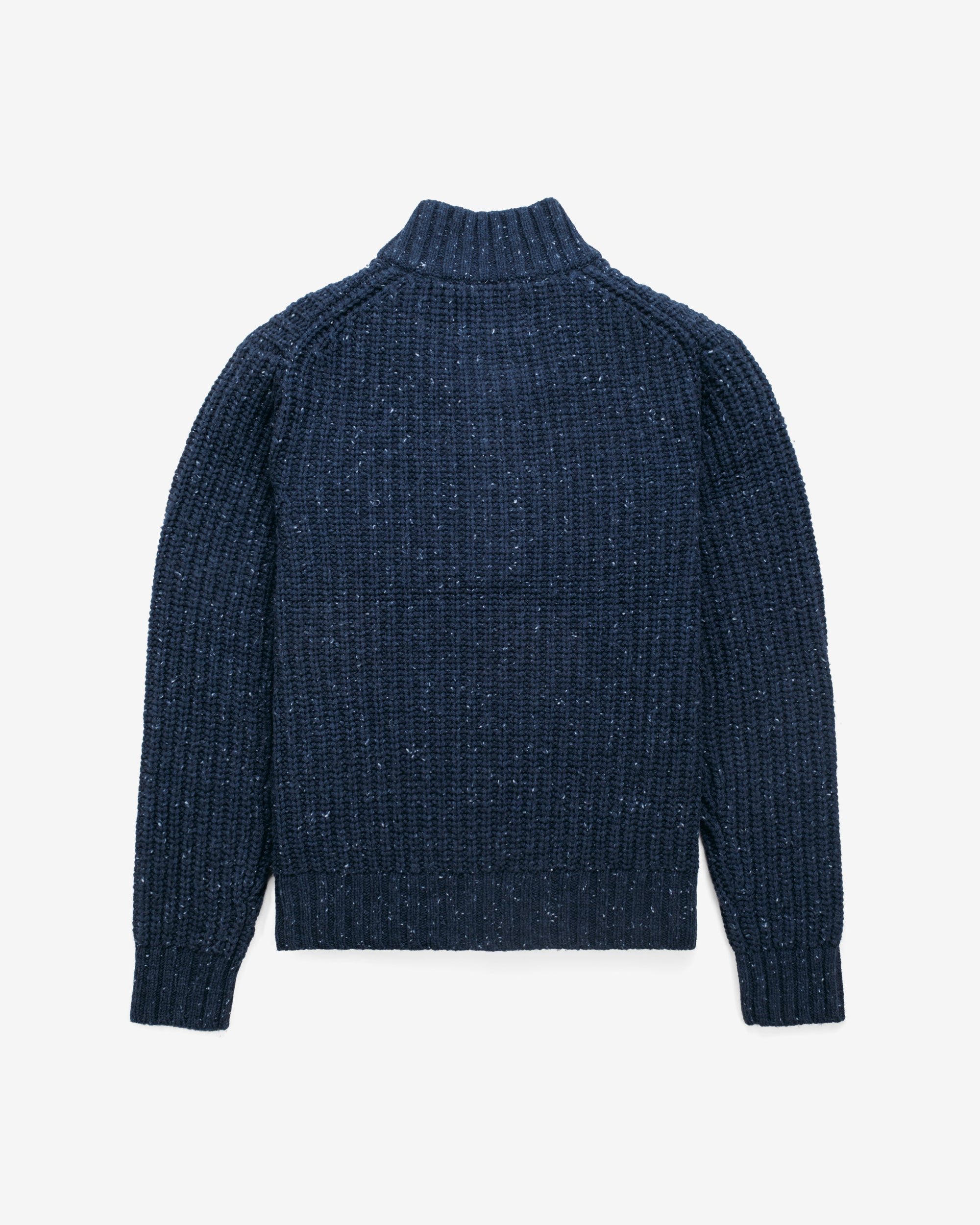 Navy Donegal hi-neck pullover sweater, back view - The Simple Man