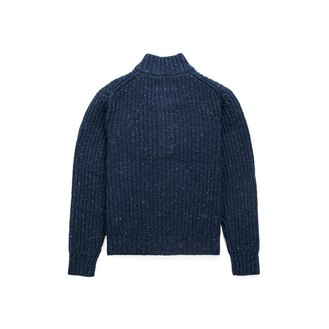 Navy Donegal hi-neck pullover sweater, back view - The Simple Man
