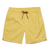 Howler Brothers Salado Shorts in Old gold color, flat lay view