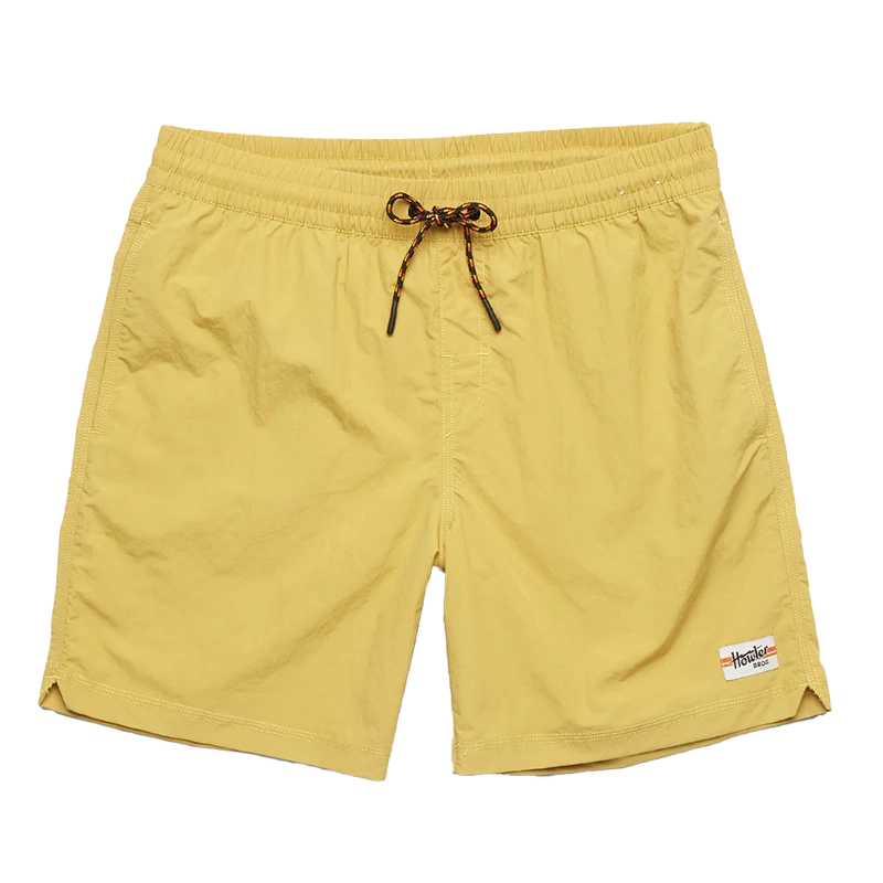 Howler Brothers Salado Shorts in Old gold color, flat lay view