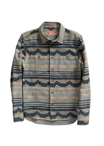 Men’s jacquard cotton flannel shirt with woven pattern and metal buttons